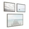 23" X 33" (Set Of 3) Sylvie Ocean Beach Framed Wall Canvas Set Gray - Kate & Laurel All Things Decor