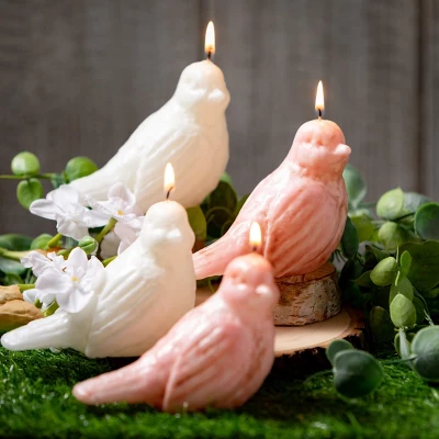 3.5"H Sullivans White Bird Candle - Set Of 2, White 2 3.5"H Sullivans White Bird Candle - Set Of 2, White - Image 2