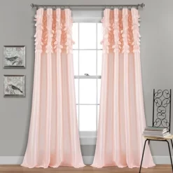 Home Boutique Circle Dream Window Curtain Panels Blush Set 54X84