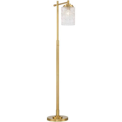 Possini Euro Design Kinsey Modern Downbridge Floor Lamp 67" Tall Warm Brass Metal Stone Pattern Glass Shade For Living Room Reading Bedroom Office 6 Possini Euro Design Kinsey Modern Downbridge Floor Lamp 67" Tall Warm Brass Metal Stone Pattern Glass Shade For Living Room Reading Bedroom Office - Image 6