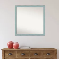28" X 28" Non-Beveled Sky Blue Rustic Wood Wall Mirror - Amanti Art -Home Decoration Store GUEST 05820552 b547 46c4 9d37 3b6df8b25a9c