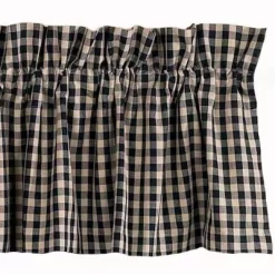 Home Collections By Raghu Heritage House Check Black Valance, 72x15.5