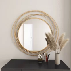 Metal Wall Mirror With Overlapping Ring Frame Gold - Olivia & May -Home Decoration Store GUEST 07355559 22b8 4a42 bb25 d2c2b1f1b088