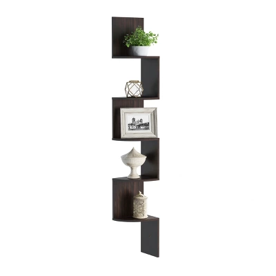 Hastings Home 5-Tier Floating Corner Shelf - Matte Espresso Brown 1 Hastings Home 5-Tier Floating Corner Shelf - Matte Espresso Brown