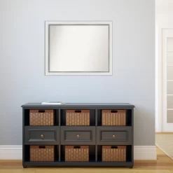 31" X 25" Non-Beveled Eva White Silver Narrow Wall Mirror - Amanti Art -Home Decoration Store GUEST 07f0b5b6 3bea 4386 92a2 7a5c149c51f9