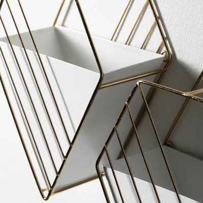 Sullivans Sleek Gold-Trim Wall Pockets Set Of 2, 13.5"H & 9"H Gold 1 Sullivans Sleek Gold-Trim Wall Pockets Set Of 2, 13.5"H & 9"H Gold