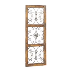 36" X 14" Wood Scroll Window Inspired Wall Decor With Metal Scrollwork Relief Brown - Olivia & May -Home Decoration Store GUEST 09b1672d 92c9 4bc9 83ee ba754bf20b92