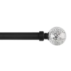 Exclusive Home White Mosaic 1" Curtain Rod And Coordinating Finial Set