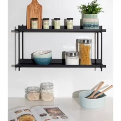 28" X 15" Dominic Tiered Decorative Wall Shelf Black - Kate & Laurel All Things Decor -Home Decoration Store GUEST 0a4a8baf a758 44a3 b3ec fd28604f47ff