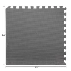 Foam Flooring Tiles - 12-Pack Interlocking EVA Foam Pieces - Non-Toxic Floor Padding For Playroom Gym Or Basement By Stalwart (Gray)
