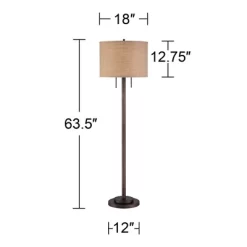 Possini Euro Design Garth Modern Floor Lamp Standing 63 1/2" Tall Oil Rubbed Bronze Burlap Fabric Drum Shade For Living Room Bedroom Office House Home -Home Decoration Store GUEST 0afcbf9a df39 4526 aa07 8a9f6551bac9