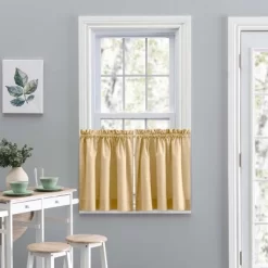 Ellis Curtain Lisa Solid Color Poly Cotton Duck Fabric Tailored Tier Butter -Home Decoration Store GUEST 0ba56088 07a7 48c3 9411 f3874914ac69