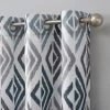 Hana Ikat Geometric Semi-Sheer Grommet Curtain Panel Teal - No.918