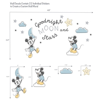 Lambs & Ivy Disney Baby Moonlight Mickey Mouse Blue/Black Wall Decals/Stickers 1 Lambs & Ivy Disney Baby Moonlight Mickey Mouse Blue/Black Wall Decals/Stickers