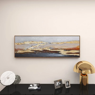 Canvas Geode Handmade Foiled And Brushstrokes Framed Wall Art With Gold Frame Gold - Olivia & May 7 Canvas Geode Handmade Foiled And Brushstrokes Framed Wall Art With Gold Frame Gold - Olivia & May - Image 7