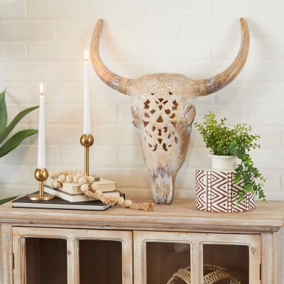 Resin Bull Skull Wall Decor - Olivia & May 1 Resin Bull Skull Wall Decor - Olivia & May