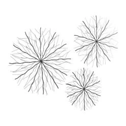 Set Of 3 Metal Starburst Wall Decors With Branch Inspired Design Black - Olivia & May