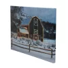 Northlight LED Fiber Optic Snowy Red Barn Christmas Canvas Wall Art 15.75" X 12"