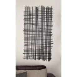 Metal Geometric Overlapping Lines Cross Hatch Wall Decor Black - Olivia & May