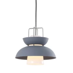 11" Metal Paul Farmhouse Pendant (Includes Energy Efficient Light Bulb) Gray - JONATHAN Y