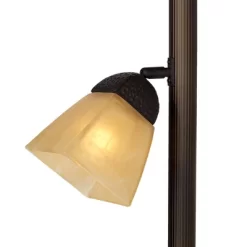 Franklin Iron Works Rustic Farmhouse Mission Torchiere Floor Lamp 71 1/2" Tall Roman Bronze 3-Light Frosted Champagne Amber Glass For Living Room -Home Decoration Store GUEST 112f24c5 8a79 4601 819b 2cce53d80b7c