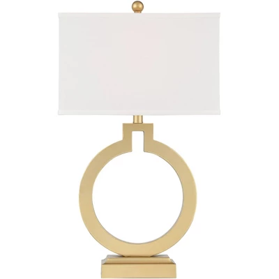 360 Lighting Modern Table Lamps 28 1/2" Tall Set Of 2 With USB Charging Port Brushed Gold Open Ring White Shade For Bedroom Living Room House Bedside 6 360 Lighting Modern Table Lamps 28 1/2" Tall Set Of 2 With USB Charging Port Brushed Gold Open Ring White Shade For Bedroom Living Room House Bedside - Image 6
