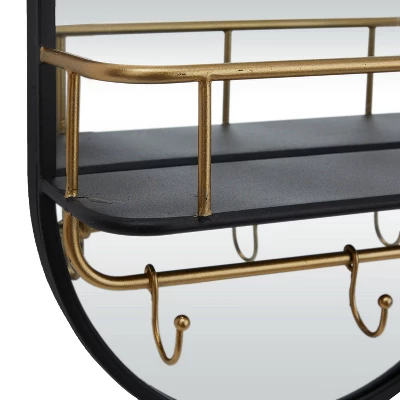 Metal Oval 1 Shelf Wall Mirror Black - Olivia & May 3 Metal Oval 1 Shelf Wall Mirror Black - Olivia & May - Image 3