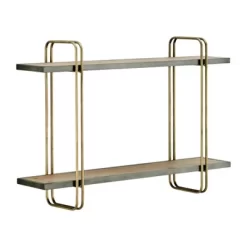 32.3" X 22" 2 Tier Metal And Wood Hanging Bracket Wall Mounted Shelf Gold - Danya B. 18 32.3" X 22" 2 Tier Metal And Wood Hanging Bracket Wall Mounted Shelf Gold - Danya B. -Home Decoration Store GUEST 141c1371 ea00 4147 87ef 320d75341969