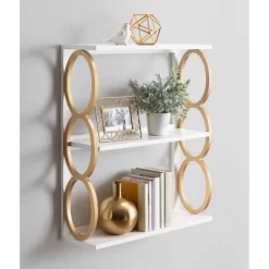 28" X 8" X 31" Ring Wooden 3-Tier Shelf White - Kate & Laurel All Things Decor -Home Decoration Store GUEST 17002748 eac2 4e28 b259 afa3db3b152a