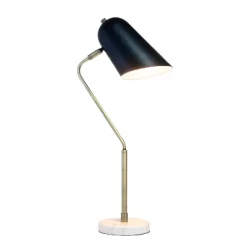 Asymmetrical Marble And Metal Desk Lamp With Sloped Shade Antique Brass - Lalia Home