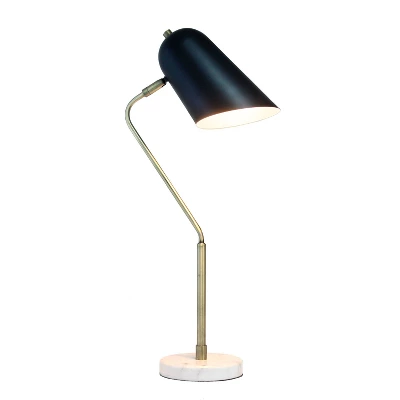 Asymmetrical Marble And Metal Desk Lamp With Sloped Shade Antique Brass - Lalia Home 1 Asymmetrical Marble And Metal Desk Lamp With Sloped Shade Antique Brass - Lalia Home