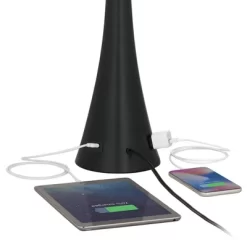 360 Lighting Karl Modern Table Lamps 28 1/4" Tall Set Of 2 Black Metal With USB And AC Power Outlet In Base White Drum Shade For Bedroom Living Room -Home Decoration Store GUEST 17869fb3 d379 4e69 b4aa 3d43a4efde45