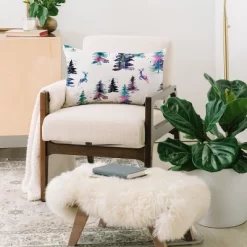 Ninola Design Deers And Trees Forest Pastel Oblong Throw Pillow - Society6