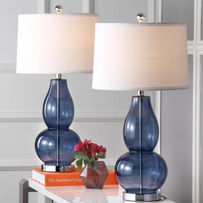 Mercurio Double Gourd Table Lamp (Set Of 2) - Blue - Safavieh 1 Mercurio Double Gourd Table Lamp (Set Of 2) - Blue - Safavieh
