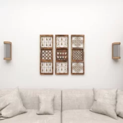 Wood Geometric Intricately Carved Wall Decor With Bells Set Of 3 Brown - Olivia & May -Home Decoration Store GUEST 1b587288 cffb 4789 bee9 03cd01ed1e2b