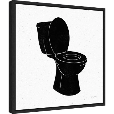 16" X 16" Bathroom Puns III No Words By Becky Thorns Framed Canvas Wall Art Black - Amanti Art 1 16" X 16" Bathroom Puns III No Words By Becky Thorns Framed Canvas Wall Art Black - Amanti Art