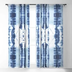 Jacqueline Maldonado Paradigm Blue Single Panel Sheer Window Curtain 64" X 50" - Deny Designs