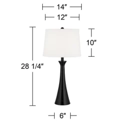 360 Lighting Karl Modern Table Lamps 28 1/4" Tall Set Of 2 Black Metal With USB And AC Power Outlet In Base White Drum Shade For Bedroom Living Room -Home Decoration Store GUEST 1e7a6bde 8d89 4f04 851c e4432e3ab67a