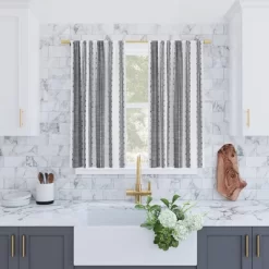 Set Of 2 Slub Textured Striped Cotton Cafe Curtain Tiers Black/White - Archaeo -Home Decoration Store GUEST 1eb44bd1 f8e5 4959 9800 31d9dbed9723