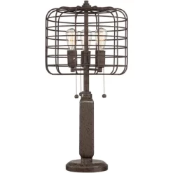 Franklin Iron Works Edison Industrial Rustic Farmhouse Table Lamp 30" Tall Rust Brown Open Metal Cage For Bedroom Living Room Bedside Nightstand Kids -Home Decoration Store GUEST 1f73110f 6fe1 4e52 a4d7 20cfb6dc3491