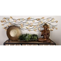 Metal Leaf Rectangle Wall Decor Gold - Olivia & May