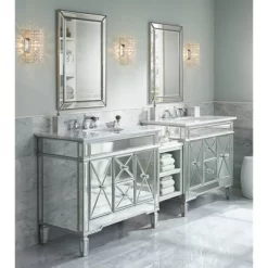 Uttermost Roseau Rectangular Vanity Wall Mirror Modern Beveled Silver Pewter Beaded Border Frame 24" Wide Bathroom Bedroom Living Room House Entryway -Home Decoration Store GUEST 1fc4973b 64f3 4ea2 86cd a8c983aea7c5