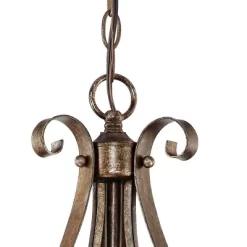 Franklin Iron Works Amber Scroll Golden Bronze Pendant Chandelier 24 3/4" Wide Rustic Art Glass Bowl 3-Light Fixture For Dining Room Kitchen Island -Home Decoration Store GUEST 1ffc4e5a fd67 4677 8a07 0ba1cdbbd2f4