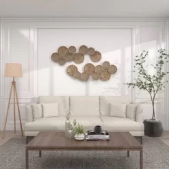 Metal Plate Wall Decor With Embossed Design Gold - Olivia & May -Home Decoration Store GUEST 20d3ba12 9e84 492f 99fa be4e498679c9