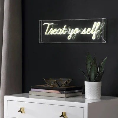 20" Treat Yo Self Contemporary Glam Acrylic Box Pendant (Includes LED Light Bulb) Neon Yellow - JONATHAN Y 3 20" Treat Yo Self Contemporary Glam Acrylic Box Pendant (Includes LED Light Bulb) Neon Yellow - JONATHAN Y - Image 3