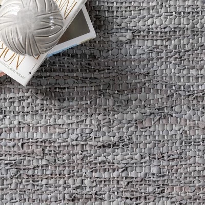 NuLOOM Sabby Hand Woven Leather Flatweave Area Rug 5 NuLOOM Sabby Hand Woven Leather Flatweave Area Rug - Image 5