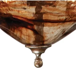 Franklin Iron Works Amber Scroll Golden Bronze Pendant Chandelier 24 3/4" Wide Rustic Art Glass Bowl 3-Light Fixture For Dining Room Kitchen Island -Home Decoration Store GUEST 23a786b8 1f04 43e8 a1cc 6edc6f7fb092