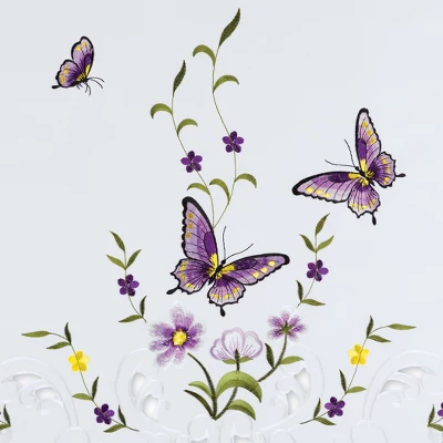 Collections Etc Embroidered Lavender Butterfly Floral Window Curtains 3 Collections Etc Embroidered Lavender Butterfly Floral Window Curtains - Image 3