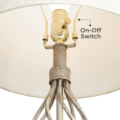 Franklin Iron Works Annie Modern Coastal Table Lamps 28" Tall Set Of 2 Weathered Sand Iron Cream Tapered Drum Shade For Bedroom Living Room Bedside 2 Franklin Iron Works Annie Modern Coastal Table Lamps 28" Tall Set Of 2 Weathered Sand Iron Cream Tapered Drum Shade For Bedroom Living Room Bedside - Image 2