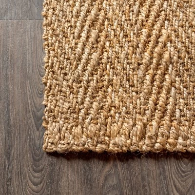Espina Hand Woven Herringbone Chunky Jute Indoor Area Rug - JONATHAN Y 3 Espina Hand Woven Herringbone Chunky Jute Indoor Area Rug - JONATHAN Y - Image 3